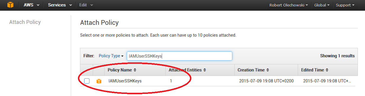 aws IAMUserSSHKeys