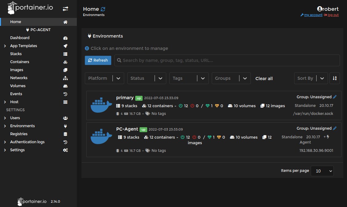 Portainer wybór agenta Portainer wybór agenta