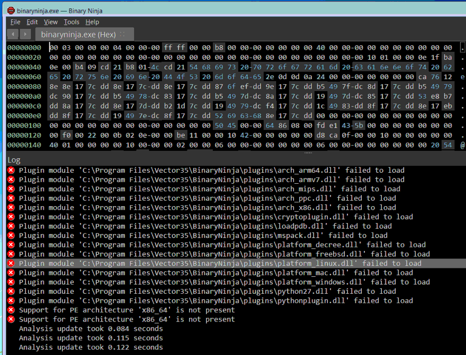 Binary Ninja and Windows 7