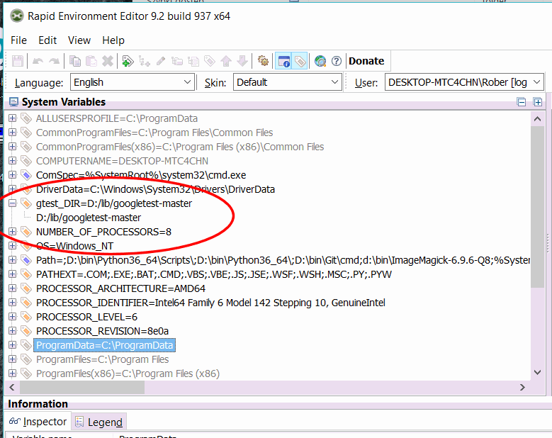 googletest enviroment variabl