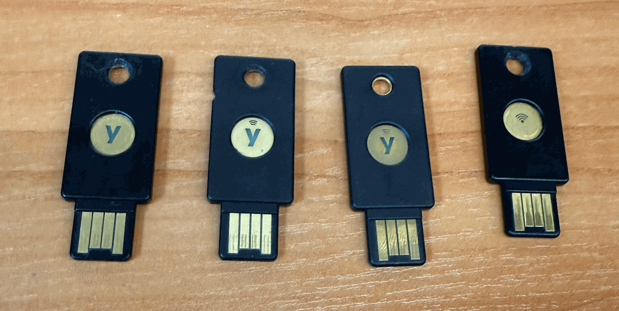 Trzy modele YubiKey